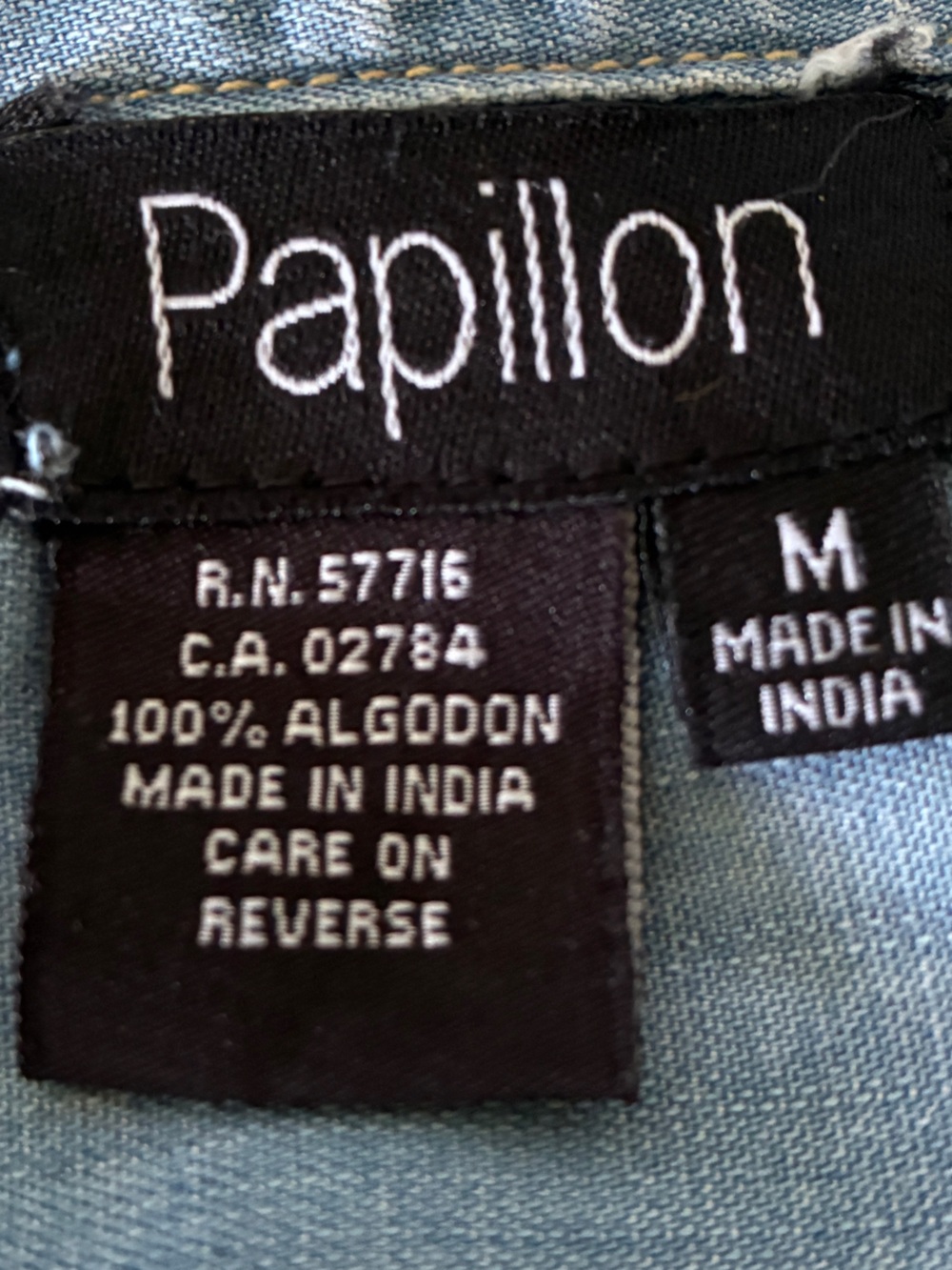 Papillon Indie Light Blue Faded Distressed Denim Chambray Shirt-Dress Sz M - Picture 7 of 8